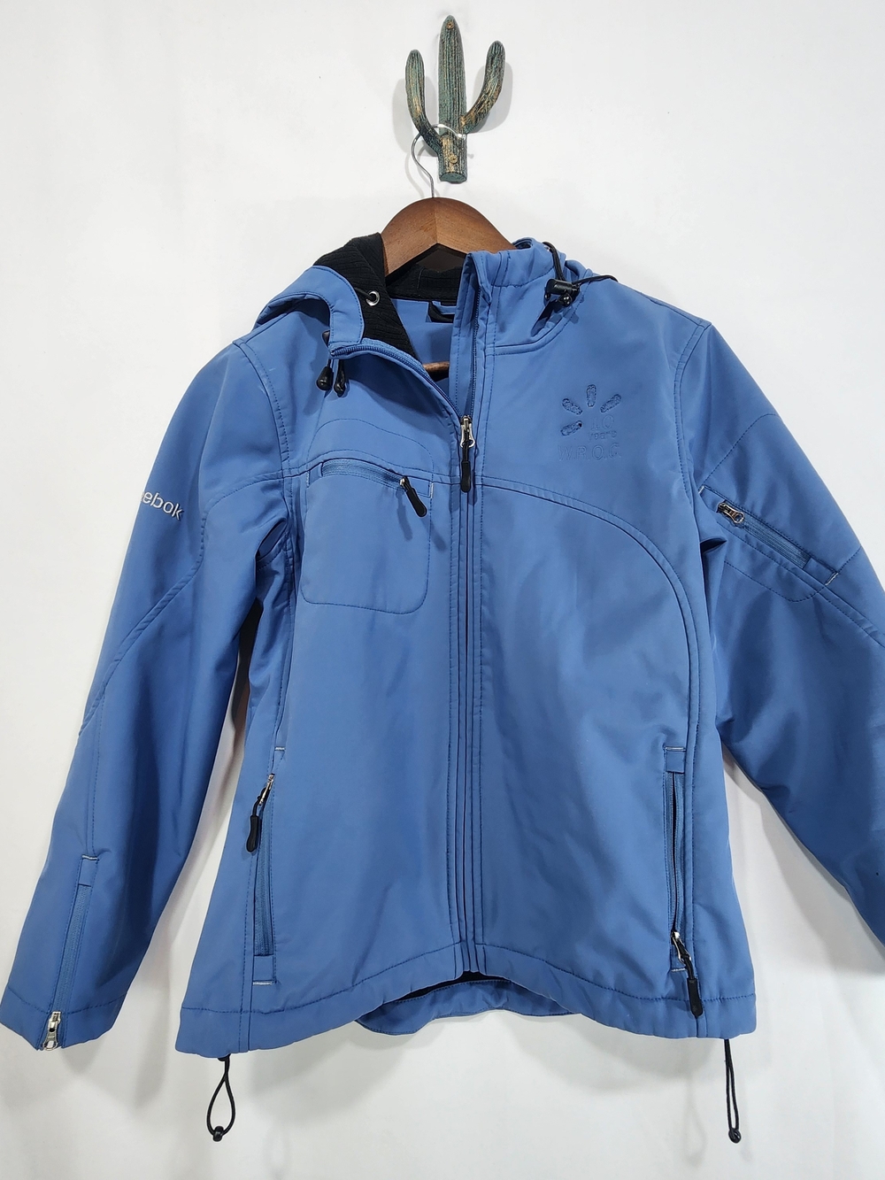 Reebok Men's Blue Hooded Full Zip Softshell Jacket, Size S Regular Fit